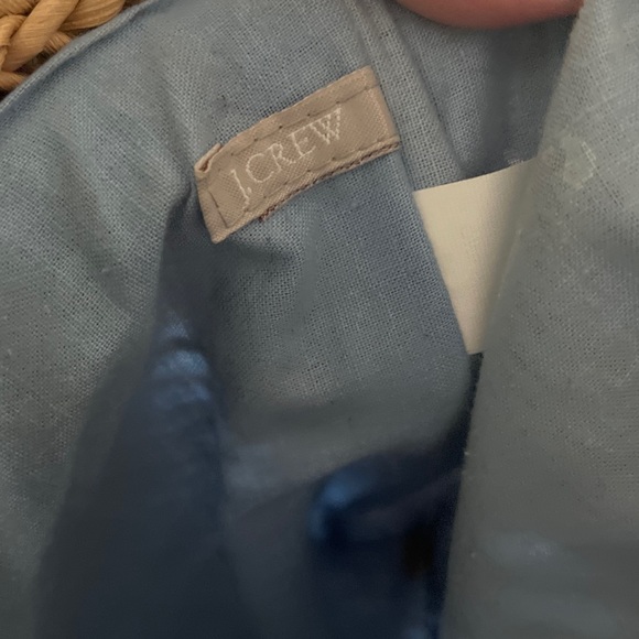 J. Crew Straw Tote Bag With Blue Lining - Picture 2 of 7
